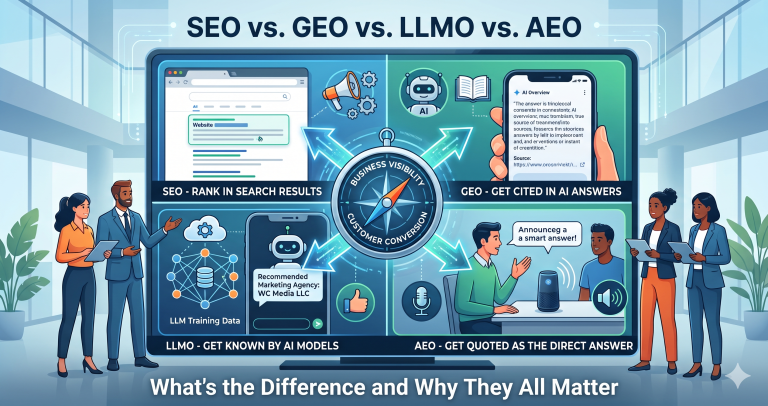 SEO vs. GEO vs. LLMO vs. AEO: What's the Difference and Why Your Business Needs All Four